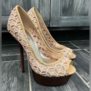Bebe Chantal Peep Toe High Heels w/ Box